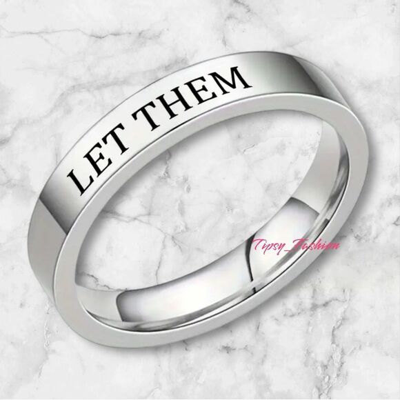 Let Them Titanium Steel Womens Ring Sz 8 NWT - Picture 1 of 1